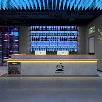 Bistro de luxe et armoire à vin Comptoir de bar de style industriel avec caisse enregistreuse éclairée Personnalisation silencieuse de la réception