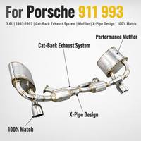 Sistema de Escape Catback con Tubo en X de Acero Inoxidable T304 para Porsche 911 993 3.6L 1993-1997, Silenciador de Alto Rendimiento, 100% Compatible