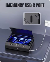 Brankas Senjata Api Biometrik Besar untuk 2 Pistol dengan Lampu Internal & Mode Senyap, Keamanan Rumah dengan Catu Daya Darurat