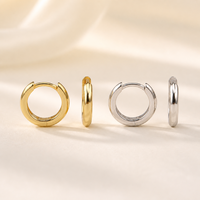 Boucles d'oreilles créoles géométriques minimalistes en argent sterling 925 vermeil Muweike pour femmes, bijoux fins