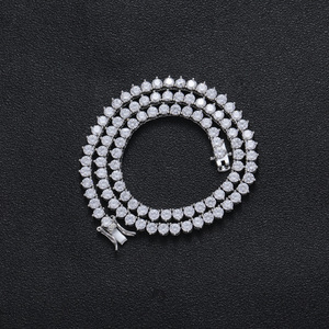 4Mm Three-claw Single-row Zircon <b>Chain</b>, Single-row 3-fork Claw <b>Chain</b> Tennis Bracelet Tanjing Fashion Lijing Necklace - Product Image 1