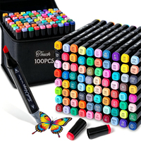 Ensemble de 80 marqueurs à double pointe (pinceau et pointe fine) à base d'alcool pour artistes, illustration, manga, design, projets scolaires et artistiques