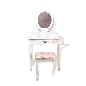 European Style <b>Dressing</b> <b>Table</b> <b>With</b> Stool White Solid Wood <b>Storage</b> Bedroom Makeup Vanity Set - Product Image 5