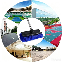 Brosse de nettoyage pour sols en béton, terrasses et patios, robuste, pour intérieur et extérieur, poils en nylon, plastique, écologique