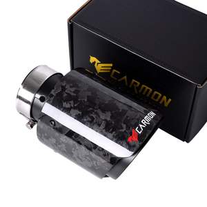 Silenciador de escape de fibra de carbono forjado, tubo de escape de corte recto <span class=keywords><strong>CARMON</strong></span> para BMW BENZ AUDI, con tubo interior negro - Product Image 4