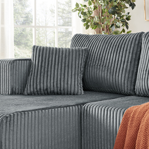 132'' U Shape Comfy Compressed Cloud Couch with Side Pockets Corduroy Memory Foam Sleeper <b>Sofa</b> for Living Room - Product Image 4