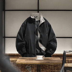 Manteaux et vestes décontractés pour hommes, écologiques, longs, lavés, à fermeture éclair frontale, coupe ample, revers, simples et polyvalents, printemps-automne - Product Image 3