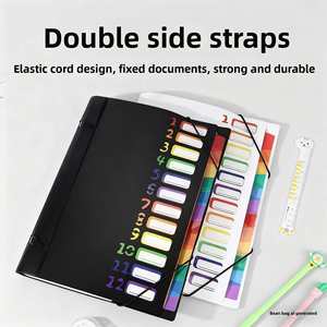 12-Page Rainbow Classification Accordion Bag Cross-Border New <b>Office</b> Data Storage Folder Pp Bundle Rope Clip Wholesale - Product Image 2