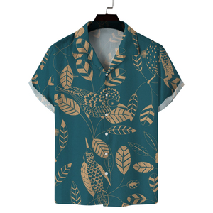 Diseñador estampado 100% poliéster manga corta abotonada <span class=keywords><strong>Tropica</strong></span> Floral verano playa camisa hombres Slim Casual hawaiana camisa - Product Image 5
