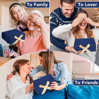 Grandes boîtes cadeaux en carton bleues avec fermeture magnétique et ruban pour demande en mariage, mariage ou Noël