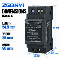 Alimentation à découpage AC/DC ultra-mince industrielle ZGQNYI SMPS 5VDC HDR-30-5 à montage sur rail DIN pour panneaux de commande et instrumentation