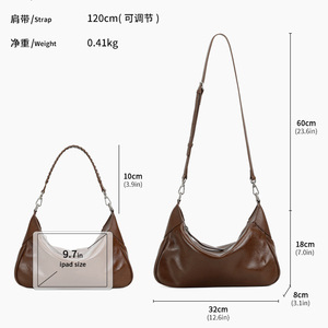 Usine Directe Custom Cuir Plein Grain Sac Épaule <span class=keywords><strong>Femme</strong></span> Spacieux Haute Qualité Sacs Hobo Pour Détaillant - Product Image 6
