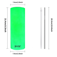 Bouteille d'eau en acier inoxydable blanche de 20 oz, droite et étroite, vierge pour sublimation, lumineuse dans le noir, avec paille