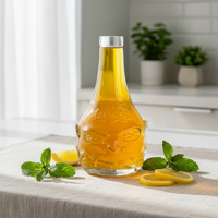 Bouteilles en verre transparent carrées Marasca de 250 ml, 500 ml, 750 ml pour huile, sirop, sauce, boisson, liqueur, avec bouchons en métal