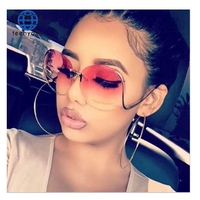 Lunettes de soleil oversize pour femme Teenyoun TY6102/66308, design tendance, sans monture, branches courbées, verres colorés, nouvelle collection, CN