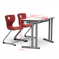 Bureau et chaise d'étudiant, bureau scolaire pour 2 personnes, mobilier de classe pour le lycée