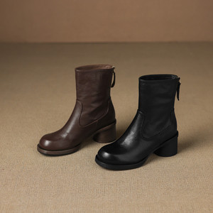 Chaussure unique artisanale avec grande boucle de ceinture, style rétro, talon unique, bout rond, en cuir véritable, semelle souple et antidérapante - Product Image 6