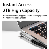 Lector de Tarjetas Tipo-C 2 en 1 USB3.0 TF, Adaptador OTG con Carga PD de 100W, Compatible con Tarjetas Micro SD de 2TB para Teléfono y Portátil