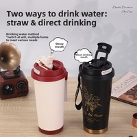 Nouvelle tasse thermos isotherme en acier inoxydable Suzuki Orchid avec double tube de consommation, design élégant, portable, cadeau tendance
