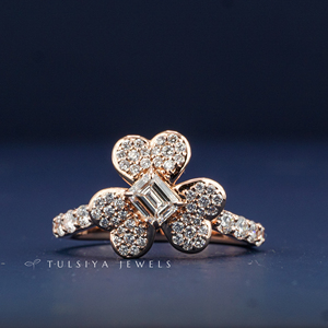 Bague de créateur en or rose fantaisie avec diamants pour femme, en or blanc 14 carats, large bande avec diamants sertis en canal, bijoux de mariée de luxe - Product Image 3