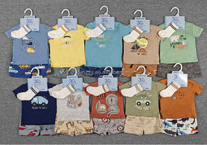 Conjuntos de Ropa de Verano para Bebés al por Mayor, 0-24 Meses, Juego de 3 Piezas con Diadema, Algodón, Estampado Floral, Estilo Europeo-Americano - Product Image 4