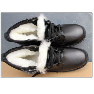 Botas de nieve para mujer, forradas de lana, negras, de tacón medio, con cordones delanteros, estilo Martin, para exteriores - Product Image 3