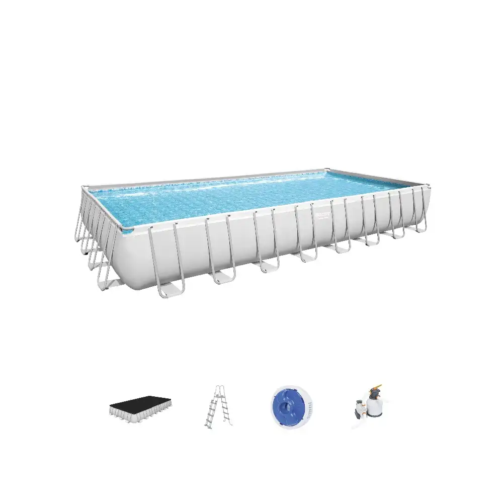 Bestway 56475 Amazon sıcak satış Piscina dikdörtgen havuzları yüzme açık zemin üstü Metal yapı iskeletli yüzme havuzu aile salonu sw