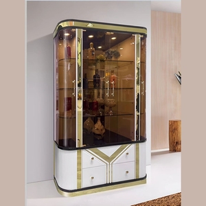 Armoire à vin en bois moderne et personnalisable tendance 2025, luxe léger, cadre en <span class=keywords><strong>colonne</strong></span> cannelée blanche - Meubles de maison - Product Image 2