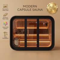Ruang Sauna Outdoor Cube EnjoySaunas dengan Sistem Suara Bluetooth untuk 4 Orang, Cocok untuk Teras