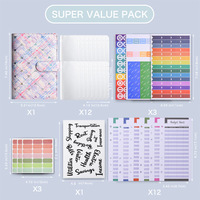 Ensemble de planificateur A6 Macaron Budget Binder avec carnet rechargeable à 6 anneaux, feuilles de suivi des dépenses, autocollants d'étiquettes et pochettes de rangement – Vente en gros