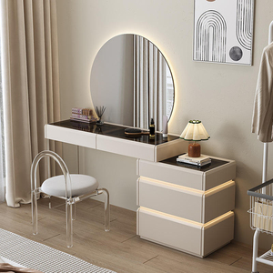 Luxury Minimalist Dressing <b>Table</b> Modern Aesthetic Makeup Vanity Desk with LED <b>Mirror</b> Smart Bedroom Furniture for Women - Product Image 5