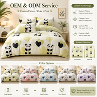 Vente en gros usine : Ensemble de housse de couette Cœur de Panda, 3 pièces, couleur personnalisée OEM ODM pour E-commerce, Hôtels et Domicile