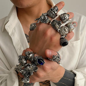 16 шт./набор, мужские открытые кольца с черепом - Product Image 2