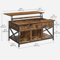 Kainice Table basse carrée moderne avec plateau élévateur et rangement Meuble de salon multifonction à grand espace