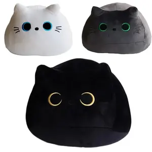 Neueste benutzer definierte Cartoon Cat Plushies Weiche runde schwarze Katze Plüsch Kissen Kuscheltiere Plüsch Katze
