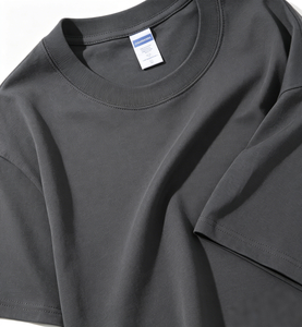 Camiseta de Hombre Gris Oscuro 100% Algodón Peinado, Oversize con Hombros Caídos, Color Liso, Casual, Manga Corta, Lisa - Product Image 3