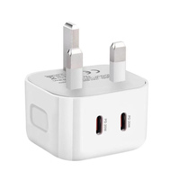 Chargeur mural USB C double 20W, super rapide, charge PD 40W, prise UK US EU, 5V3A pour téléphone, 2 ports Type-C, charge rapide