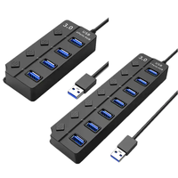 Hub USB 3.0 para PC, Divisor de Alta Velocidad de 4 a 7 Puertos con Interruptor de Encendido/Apagado, Material ABS para Computadora Portátil, en Existencia