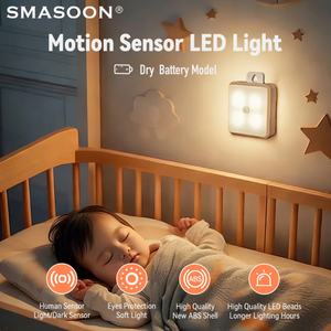 Sensor de Movimiento y Sensor de Anochecer, Mini Lámpara Nocturna LED Blanca Cálida para Baño, Pasillo, Escaleras, Dormitorio - Product Image 3