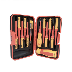 Electrician 13Pcs Insulated Ratcheting <b>Screwdriver</b> <b>Set</b> Crv Cross <b>Phillips</b> Bit Industrial Grade Plastic Handle Anti-Slip Texture - Product Image 1