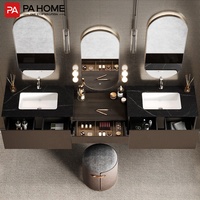 PA Hôtel Smart Mdf Armoire de toilette Étanche Double Lavabo Salle de bain Vanité Avec Miroir Led
