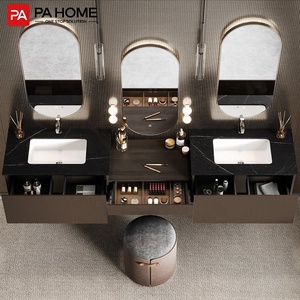 PA Hôtel Smart Mdf Armoire de toilette Étanche <span class=keywords><strong>Double</strong></span> Lavabo Salle de bain Vanité Avec Miroir Led - Product Image 4