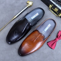 Chaussons en cuir pour hommes, imperméables, en cuir de vache, à enfiler, rayés, antidérapants, pour l'automne, chaussures de bureau et de carrière pour jeunes