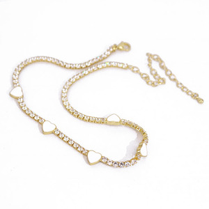 NZ1030 Elegante <span class=keywords><strong>Collana</strong></span> <span class=keywords><strong>Tennis</strong></span> Minimalista in Oro con Charm a <span class=keywords><strong>Cuore</strong></span> in Smalto Arcobaleno e Zirconi Cubici - Product Image 5