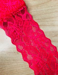 Dentelle <span class=keywords><strong>élastique</strong></span> en nylon et spandex de 8 cm de largeur, noire, blanche, rose, rouge, violette, pour accessoires vestimentaires, décoration, dentelle étroite pour sous-vêtements - Product Image 4