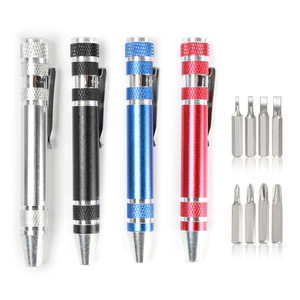 Pen-Type <b>Screwdriver</b> <b>Set</b> 8 In 1 Aluminum Alloy Magnetic Phillips Flathead With Anti Slip Handle For Diy Repair - Product Image 1