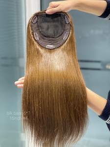 2024 nouveau Design 13A qualité soie Base Balayage cheveux Topper droite perruques brutes avec peigne pour la perte de cheveux femmes blanches en cheveux humains - Product Image 5