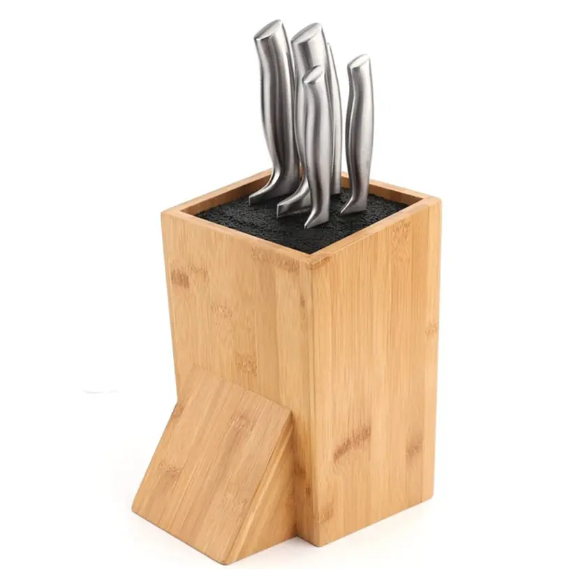 Organizzatore di portaoggetti per blocchi di coltelli in legno di bambù comodo stoccaggio sicuro per coltelli grandi e piccoli