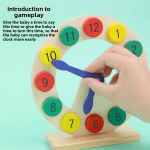 Horloge éducative pour enfants, horloge numérique en bois lisse et colorée, respectueuse de l'environnement, pour l'apprentissage préscolaire - Product Image 1