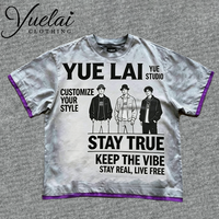 T-shirts personnalisés pour hommes à manches courtes double couche 100% coton, style vintage délavé, streetwear, impression DTG, coupe ample pour hommes